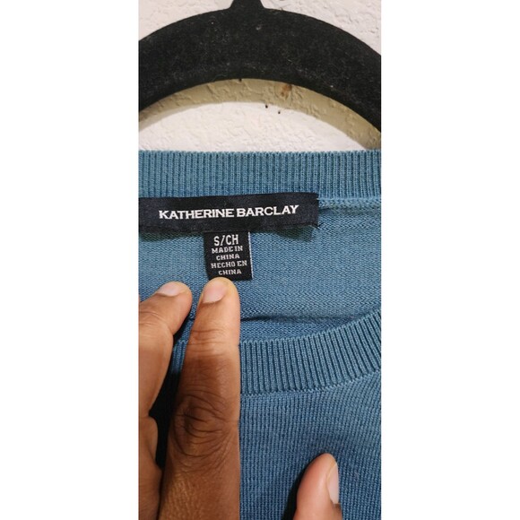 Katherine Barclay Women's Small Extra Fine Merino Wool Sweater Peacock Teal - Picture 3 of 10
